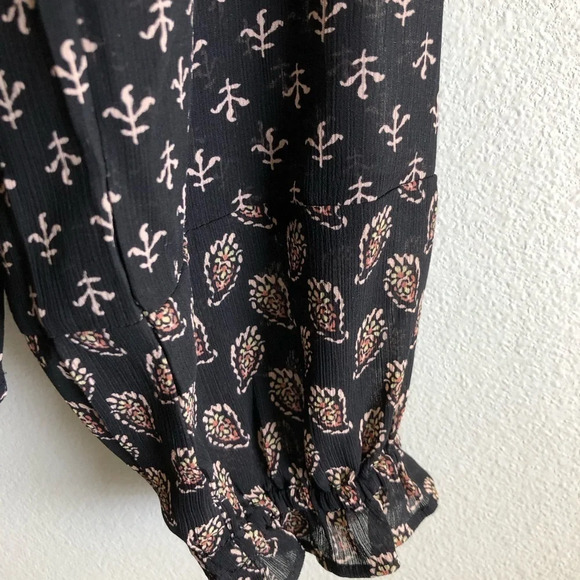 2/30 Madewell Sheer Sleeve Brushstroke Paisley Mix Media Top XXS - Picture 7 of 8